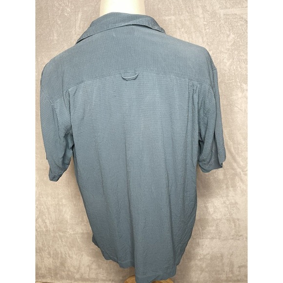 Poeta Moda Italy Mens Button Up Silk Blue Short Sleeve Shirt Sz Large - Picture 2 of 6